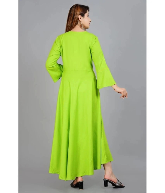 Smien - Lime Green Rayon Womens Anarkali Kurti ( Pack of 1 ) - None