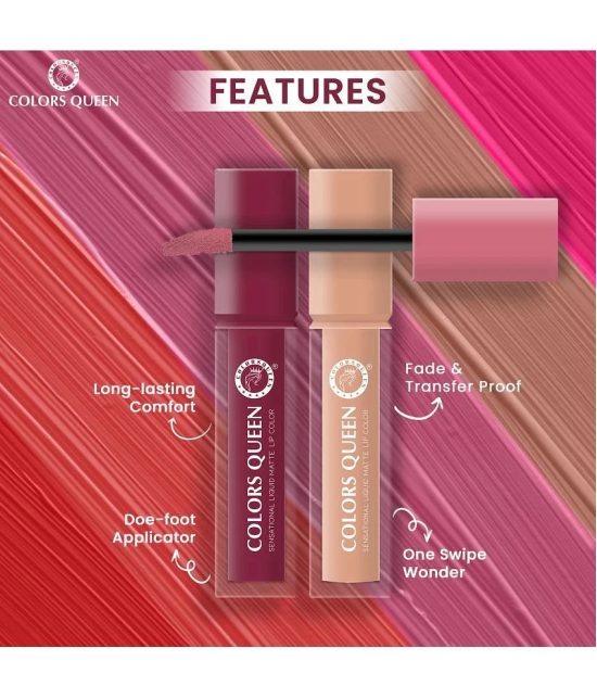 Colors Queen Sensational Liquid Matte Lipstick 7g, Hot Pink (Shade -15)