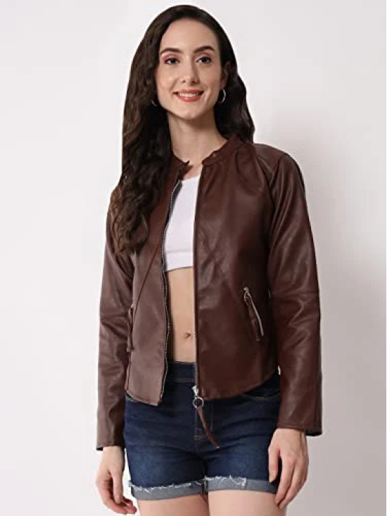 FUNDAY FASHION Women Other Full Sleeve Solid Leather Standard Length Jacket