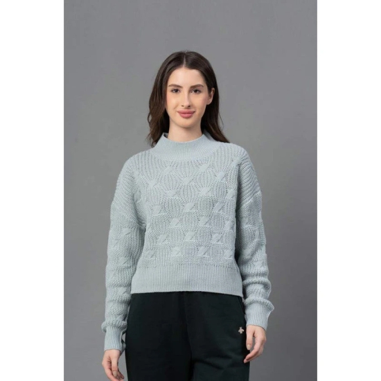 Mode By RedTape Women Pastel Green Texture Design Sweater