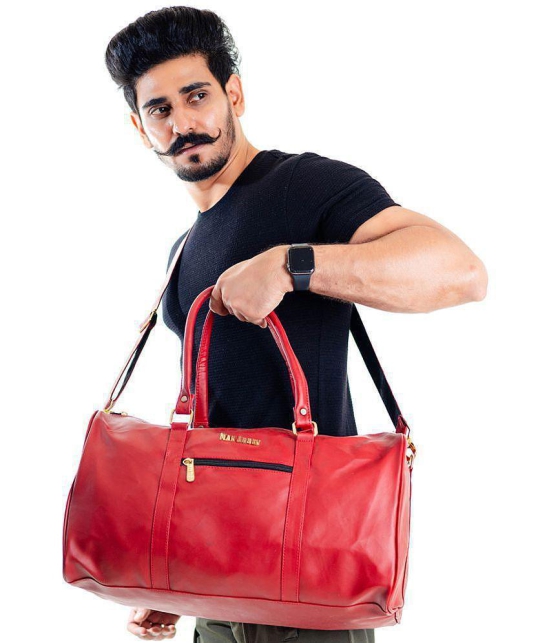 Man Arden - Red Leather Duffle Bag - Onesize