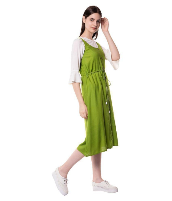 GOD BLESS - Green Rayon Womens Double Layered Kurti ( Pack of 1 ) - XS