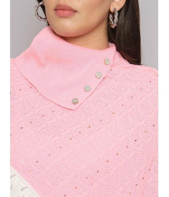 eWools.in Woollen Round Neck Women's Ponchos & Capes - Pink ( ) - None