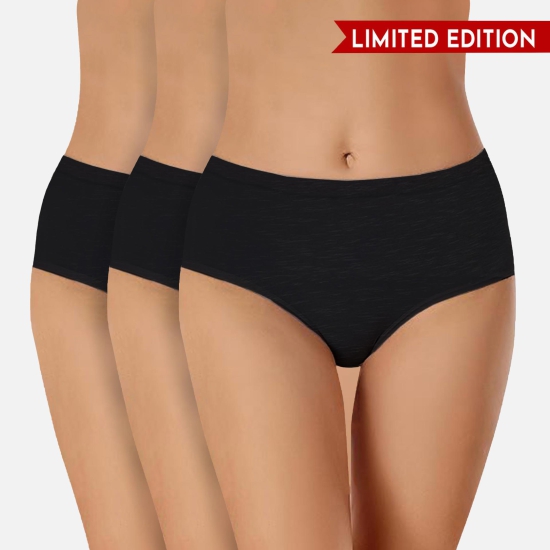 Heelium Bamboo Underwear Brief for Women - Pack of 3-XXXL / Black