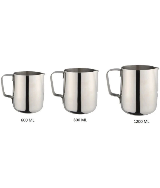 Dynore 3 Milk Jug Stainless Steel Pitchers 1200 mL - Silver