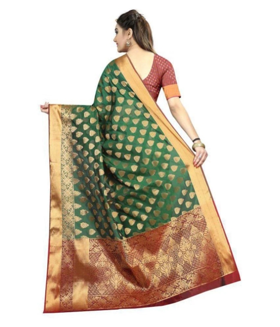 Gazal Fashions Green Banarasi Silk Saree