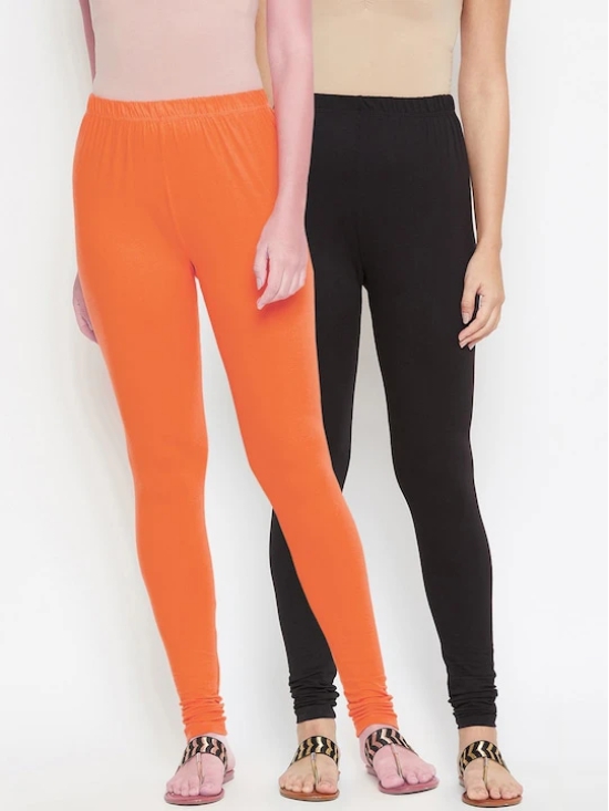 Women Pack of 2 Solid Churidar-Length Leggings