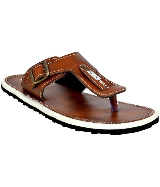 GRASS WALK Brown Mens Thong Flip Flop - None