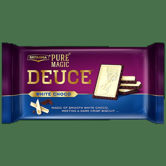 Britannia Pure Magic Deuce Biscuits - White Choco Filled, Rich Chocolate Taste, 60 G