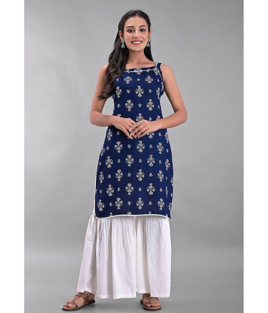 Maquien - Blue Straight Rayon Women's Stitched Salwar Suit ( Pack of 1 ) - None