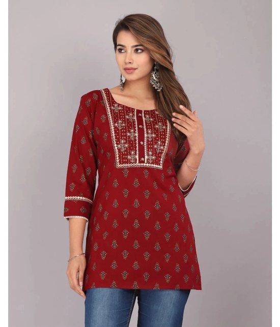 JC4U Rayon Printed Straight Womens Kurti - Maroon ( Pack of 1 ) - None