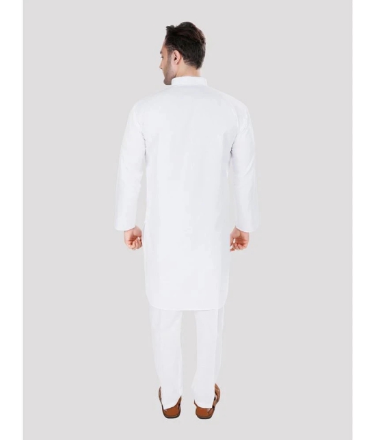 Maharaja - White Cotton Blend Regular Fit Mens Kurta Pyjama Set ( Pack of 1 ) - None