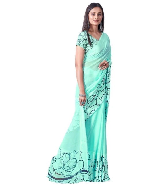 Sitanjali - SkyBlue Georgette Saree With Blouse Piece ( Pack of 1 ) - SkyBlue