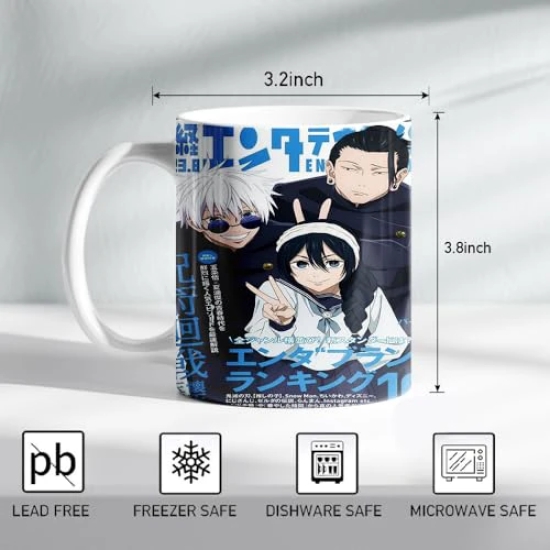 ForVano Anime Printed Mug for Gifting Jujutsu Kaisen Gojo Ceramic Cup with Keychain Combo S1