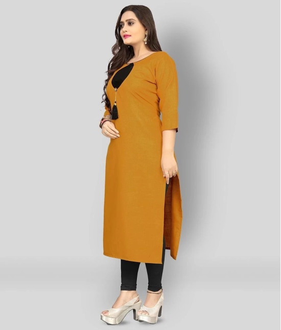 Lerkiza - Gold Cotton Womens Straight Kurti ( Pack of 1 ) - XXL