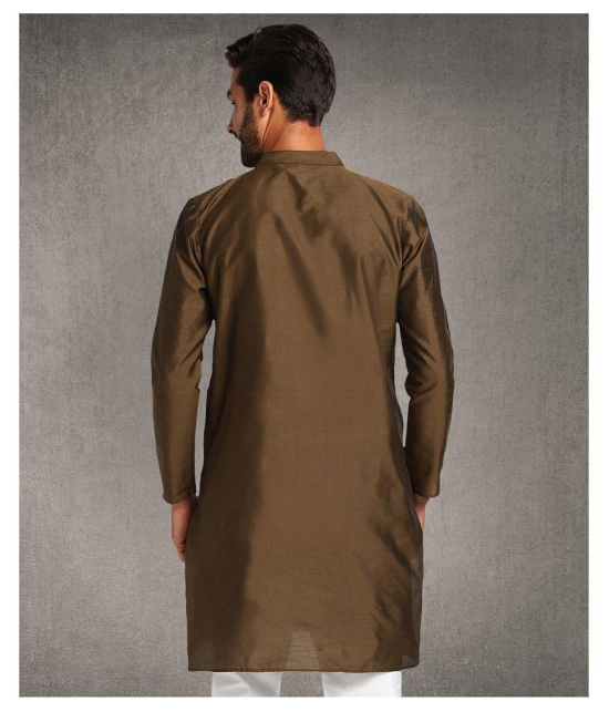 Hangup Brown Silk Kurta Single - None