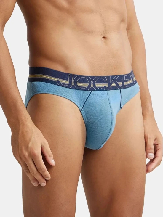 Jockey US17 Men Super Combed Cotton Rib Solid Brief - Aegean Blue - None