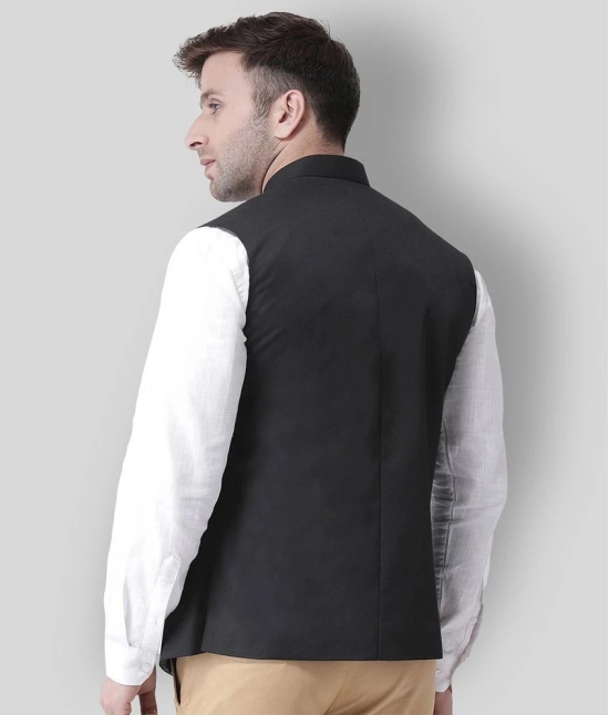 Hangup Black Cotton Blend Nehru Jacket - None