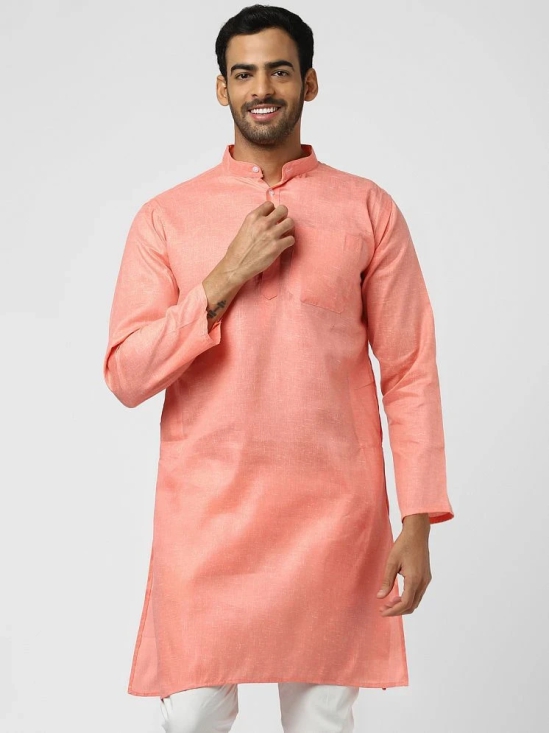 DESHBANDHU DBK - Orange Linen Mens Regular Kurta ( Pack of 1 ) - None