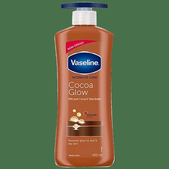 Vaseline Intensive Care Cocoa Glow Body Lotion - With Shea Butter, Non-Greasy Formula, 400 Ml