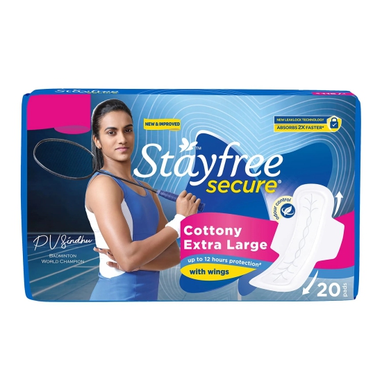 Stayfree Secure Xl Cottony Sanitary Napkins With Wings (Pack Of 20 Count)