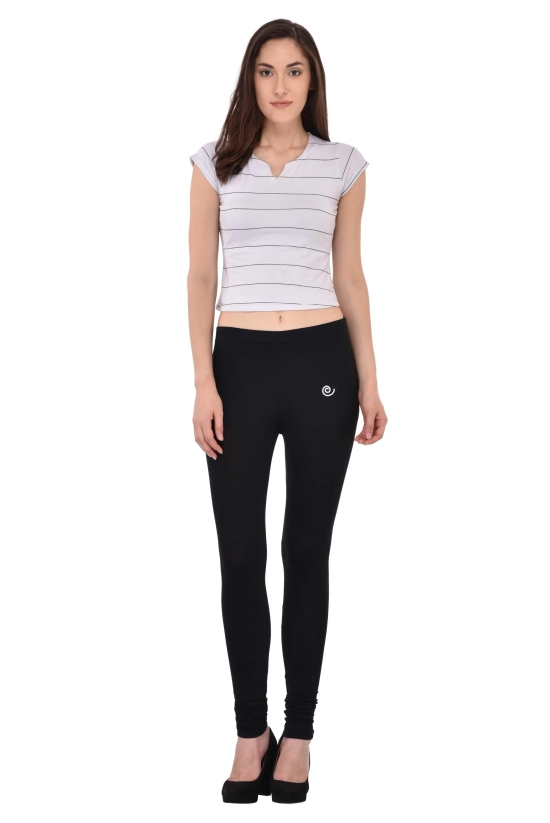 Diti Black Cotton Leggings for Women-M