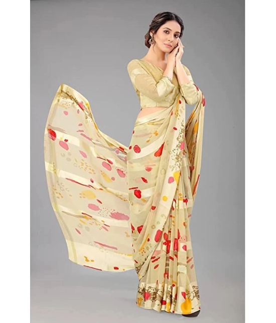 Sitanjali - Off White Georgette Saree With Blouse Piece ( Pack of 1 ) - Off White