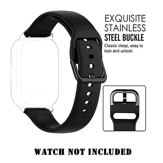 19MM Smart Watch Strap For Compatible With Strap Sillicon Black (Black)