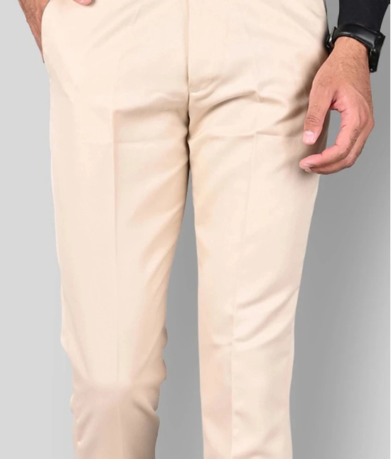 MANCREW - Cream Polycotton Slim - Fit Mens Formal Pants ( Pack of 1 ) - None