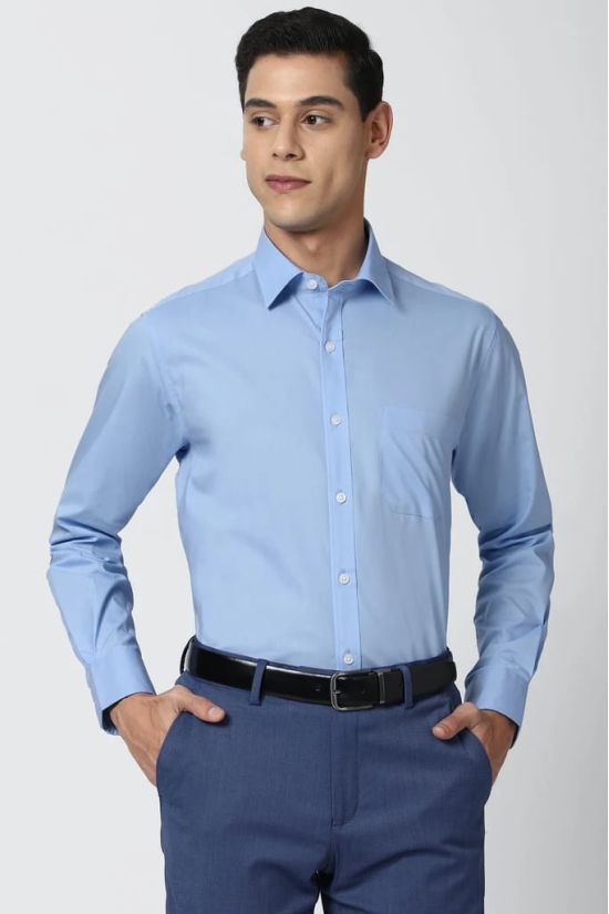 Men Blue Regular Fit Formal Full Sleeves Formal Shirt