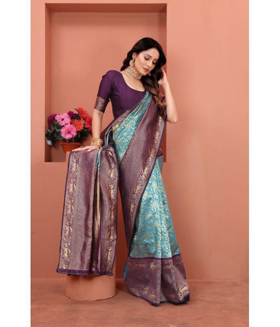 ofline selection - Rama Cotton Blend Saree With Blouse Piece ( Pack of 1 ) - Rama