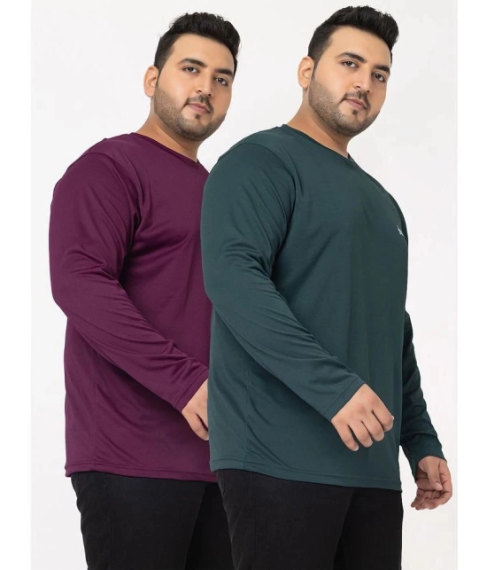 YHA Cotton Blend Regular Fit Solid Full Sleeves Mens T-Shirt - Purple ( Pack of 2 ) - None