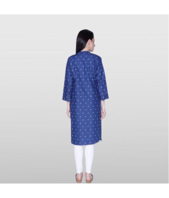 CEFALU - Navy Cotton Blend Women''s Straight Kurti ( Pack of 1 ) - None