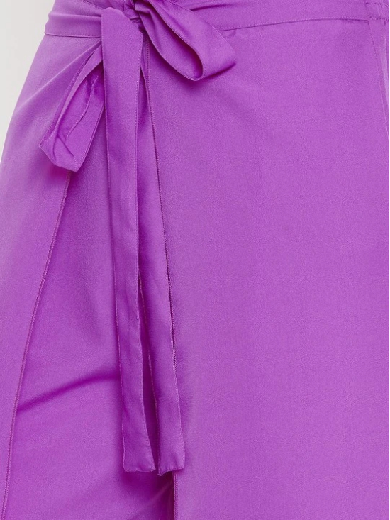 Women Purple Loose Fit Solid Culottes