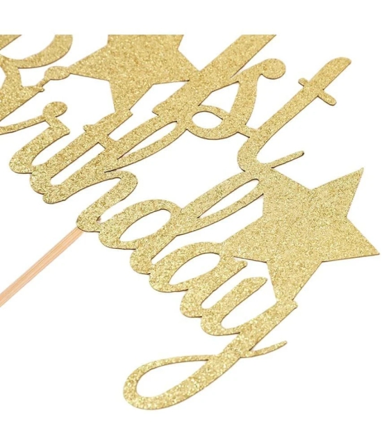 Zyozi 1st Birthday Cake Topper - First Birthday Topper, all the first birthday cake decorations, which is the perfect finish for your cake. White back?Little Star Cake Topper. - Gold