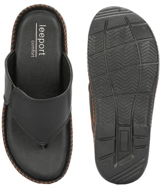 Leeport - Black Mens Thong Flip Flop - None