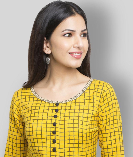 Yash Gallery - Yellow Cotton Blend Womens Front Slit Kurti ( Pack of 1 ) - XS