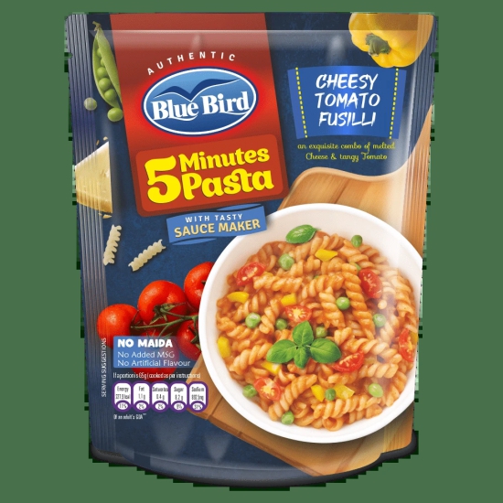 Blue Bird 5 Minutes Pasta Cheesy Tomato Fusilli, 65 gm