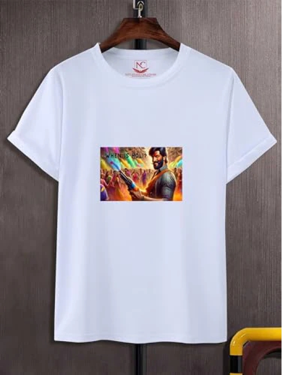 NITYANAND CREATIONS Round Neck White Holi T-Shirt for MEN-HOLI-T-SHIRT-11526-XL