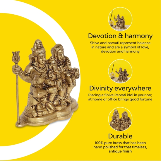 Shiva Parvati Brass Idol | 100% Pure Brass | Antique Finish