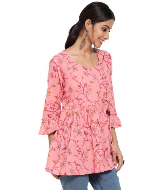 Antaran Cotton Printed A-line Womens Kurti - Pink ( Pack of 1 ) - None