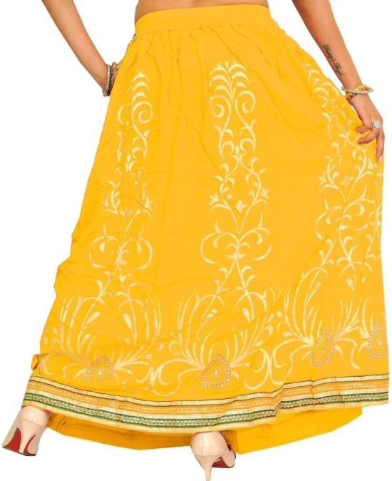 Daffodil Printed Long Skirt with Embellished Patch Border