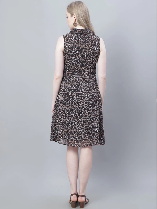 MINI & MING Women Animal Print Georgette Fit & Flare Dress