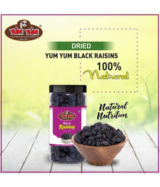 YUM YUM Premium Dried Black Raisins Kishmish 1kg (Pack of 4 - 250g Jar Each)