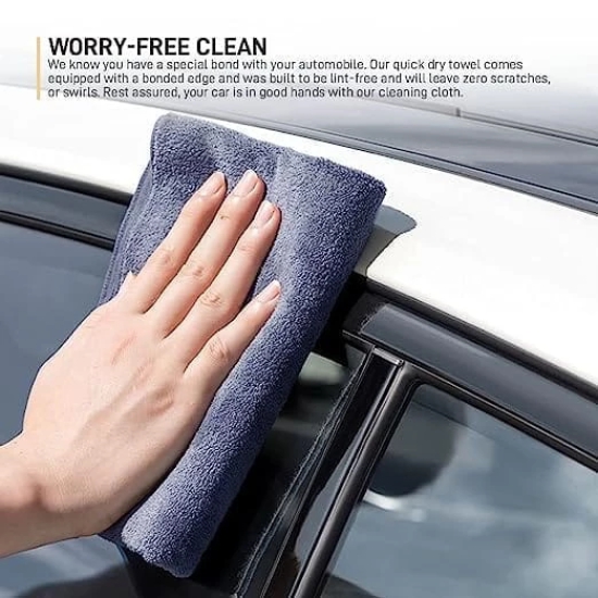 Gizga Essentials Microfiber Cloth, 340 GSM, High Absorbent Automotive Microfibre Towels for Car Bike Cleaning Polishing Washing, Multipurpose Cloth for Laptop, Mobile Screen, Kitchen Cloth, 3 Unit