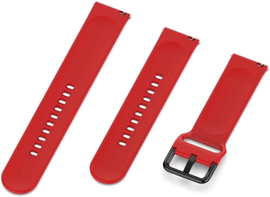 Exelent Silicone 19mm Replacement Band Strap with Metal Buckle Compatible with Smart Watch Red