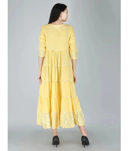 JC4U - Yellow Cotton Womens A- line Dress ( Pack of 1 ) - None