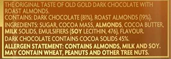 Cadbury Old Gold Roast Almond Dark Chocolate