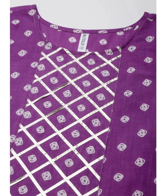 Stylum Rayon Printed A-Line Womens Kurti with Dupatta - Purple ( Pack of 1 ) - None