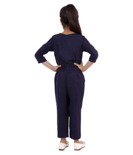 Kids Cave - Navy Blue Crepe Girls Jumpsuit ( Pack of 1 ) - None